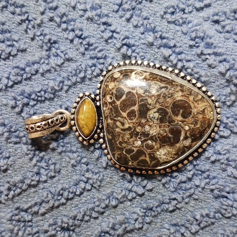 Fossil pendant in silver